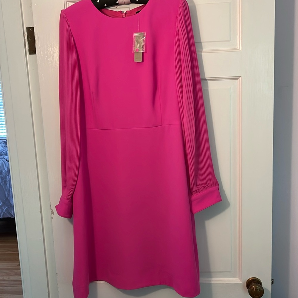 NWT JCrew bright pink aline dress with flowy sleeves
